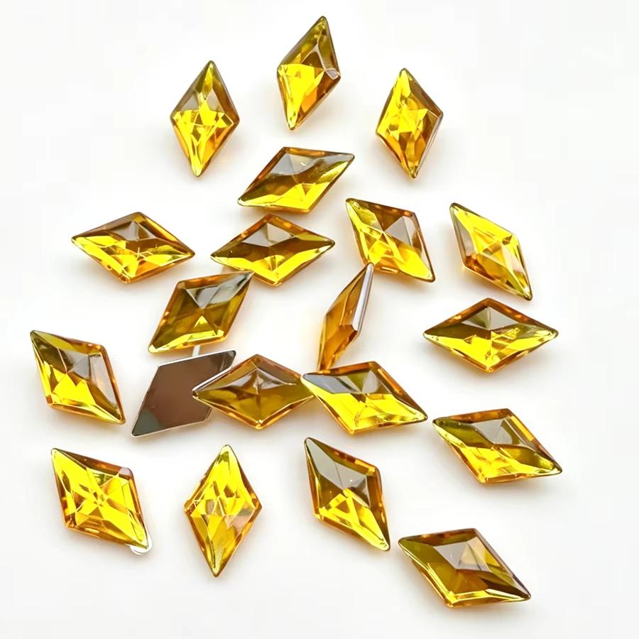 60 pieces of 11mm x 19mm diamond shaped acrylic rhinestone flat back scrapbook, used for jewelry making DIY charm decoration