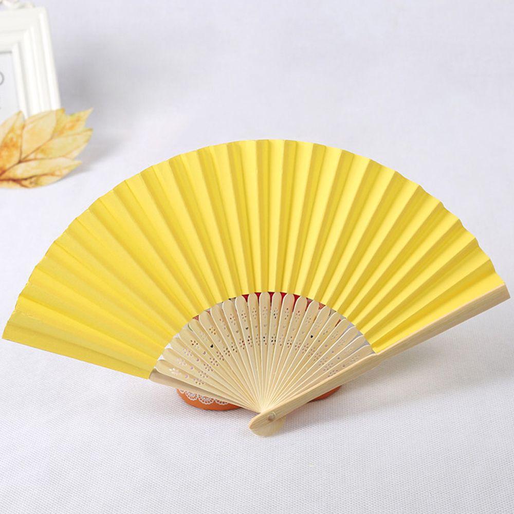 Wedding Chinese Style Party Solid Color Folding Paper Fan Photo Prop Tool Hand Held Fan Dance Fan