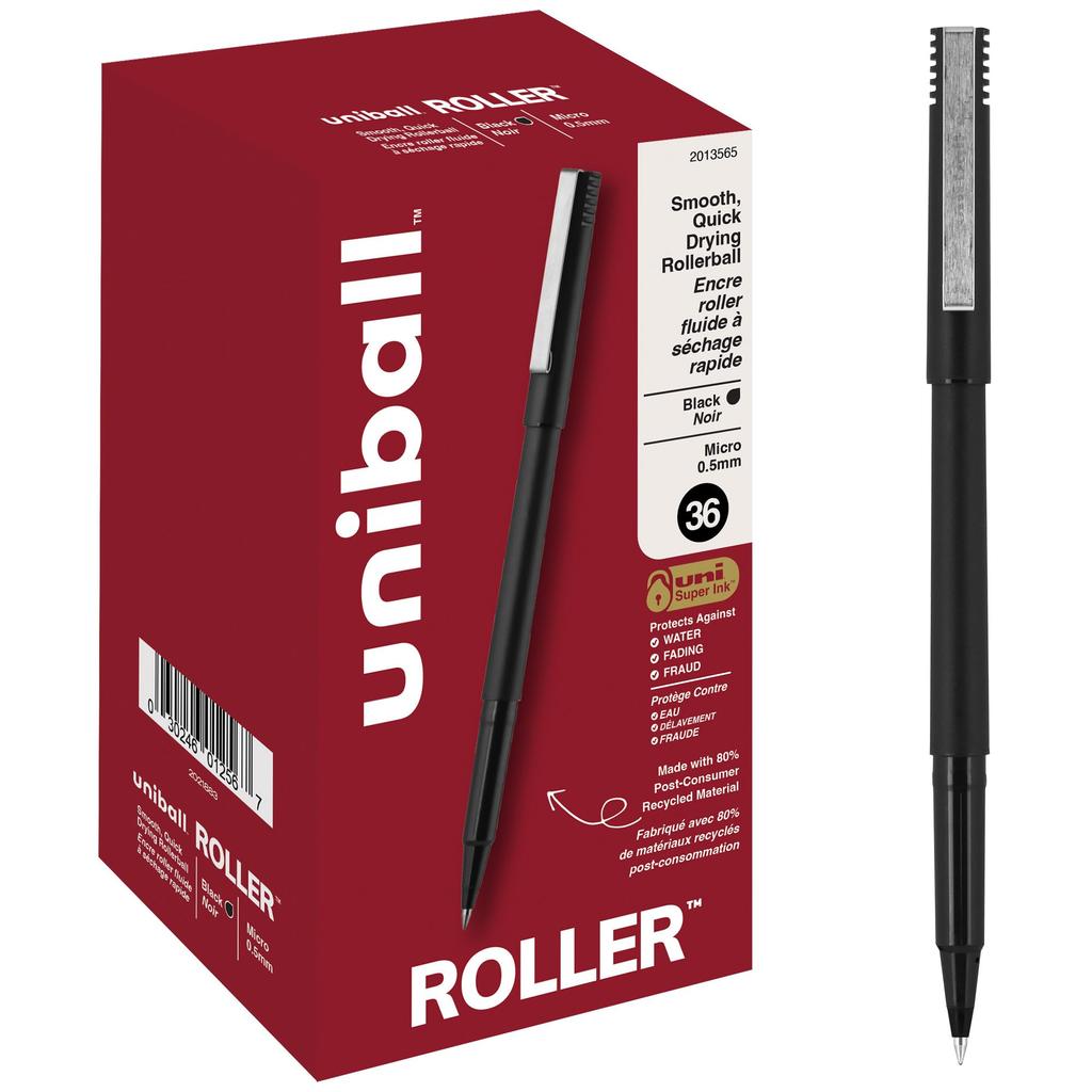 Роллерная ручка Микро наконечник Черная 72 штуки uni-ball (0.5mm)
