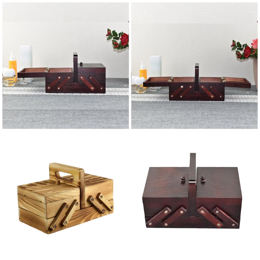 Винтажный органайзер для рукоделия, деревянный ящик для хранения швейных инструментов, складной чехол для вязания, для швейных и вязальных принадлежностей