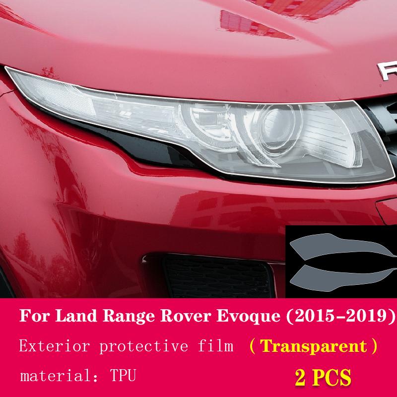 For Land Range Rover Evoque 2015- car Accessories 2 Pcs Car Headlight Protective Film Headlamp Transparent Black TPU Sticker