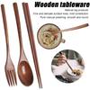 Деревянная ложка для кухни вилка ложка палочки для еды 3 предмета из цельного дерева с длинной ручкой ложка кухонные аксессуары столовая посуда набор для украшения