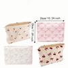 Cherry Cosmetic Storage Bag Pink Bow Corduroy Cosmetic Pouch Corduroy Makeup Bag  For Women