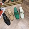 Fashion 2024 Spring Summer Women Mules Shoes Brand Slippers Fashion Round Toe Bowknot Baotou Straw Plaited Article Fisherman
