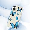 For iPhone 17 Case Blue Butterflies Pattern Printing Straight Edge TPU Phone Back Cover