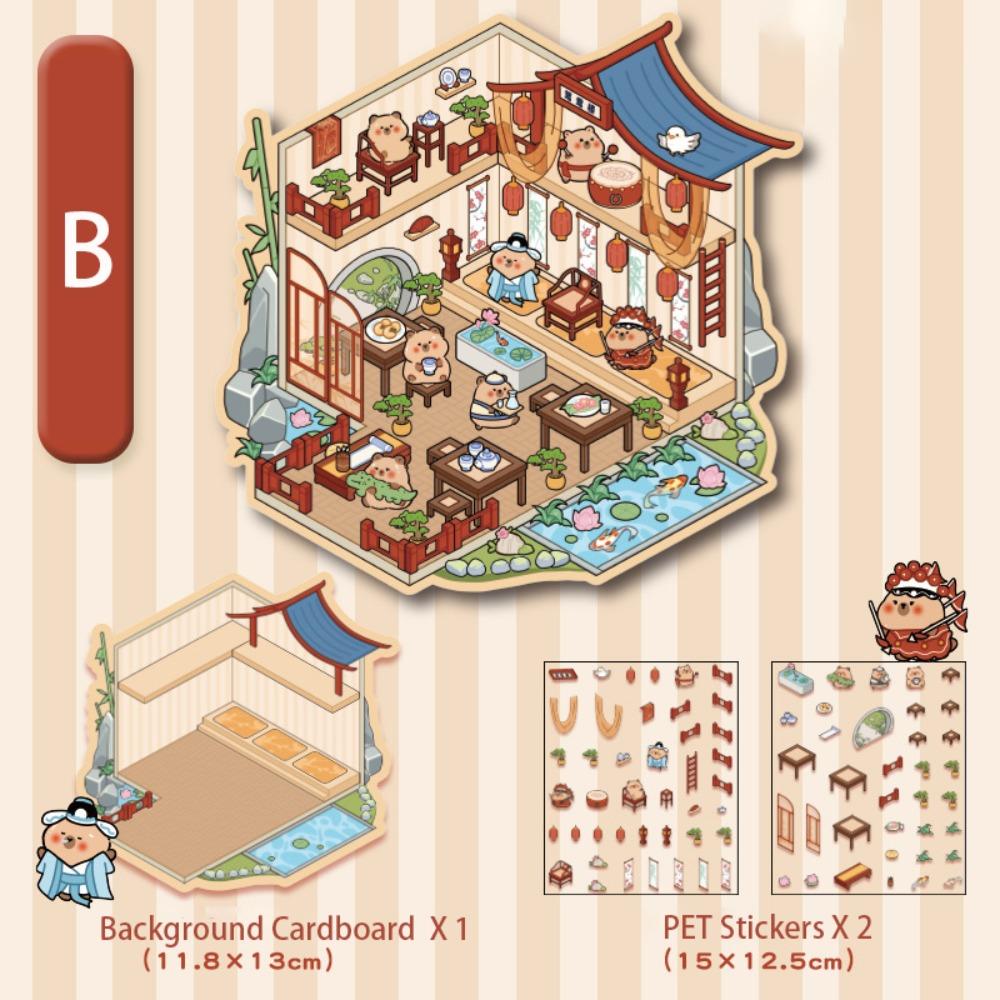 Pocket Cabin Landscaping Stickers Cartoon Miniature Scene Sticker for Kid Child