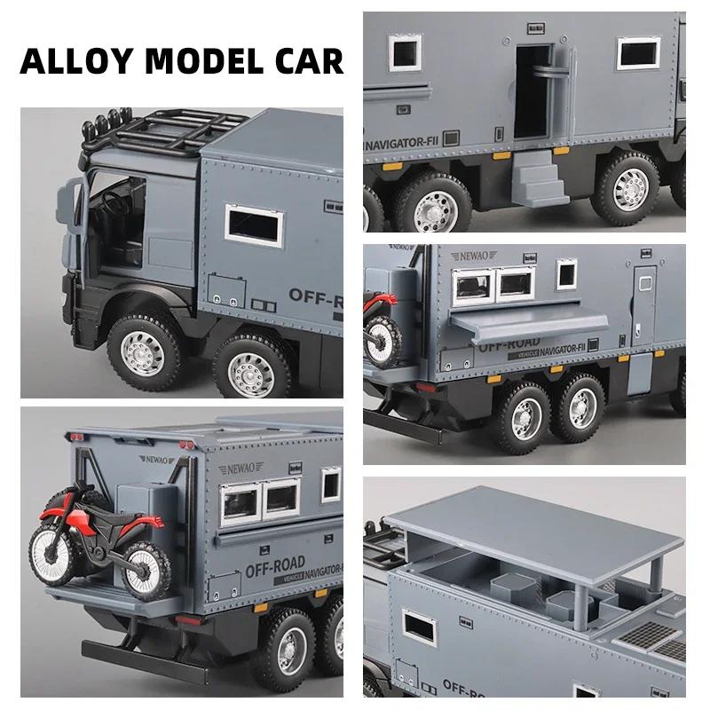 New 1/24 NOMADISMs Arocs Unimog Alloy Motorhome Touring Car Model Diecast Metal Toy Off-road RV Vehicles Model Sound Light Kids Gift