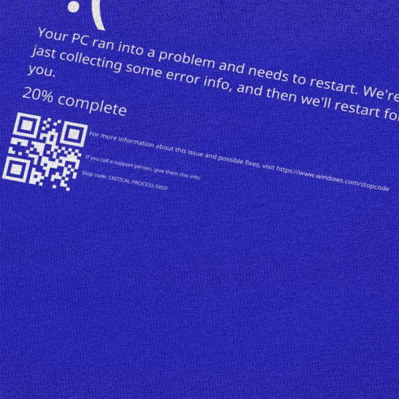 Funny Blue Screen Of Death Geek Halloween Party Graphic T Shirts Men Tshirts Streetwear Tee100 Cotton Slim Fit Tshirts