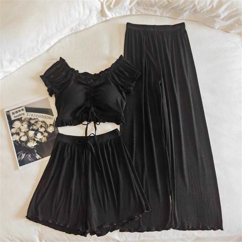 Женский летний комплект пижамы из модала с пышными рукавами и встроенными чашечками - Сексуальная домашняя одежда Pure Desire