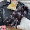 Plush Plaid Wool Scarf Tassel Long Shawl Retro Winter Cashmere Scarves  Autumn Winter