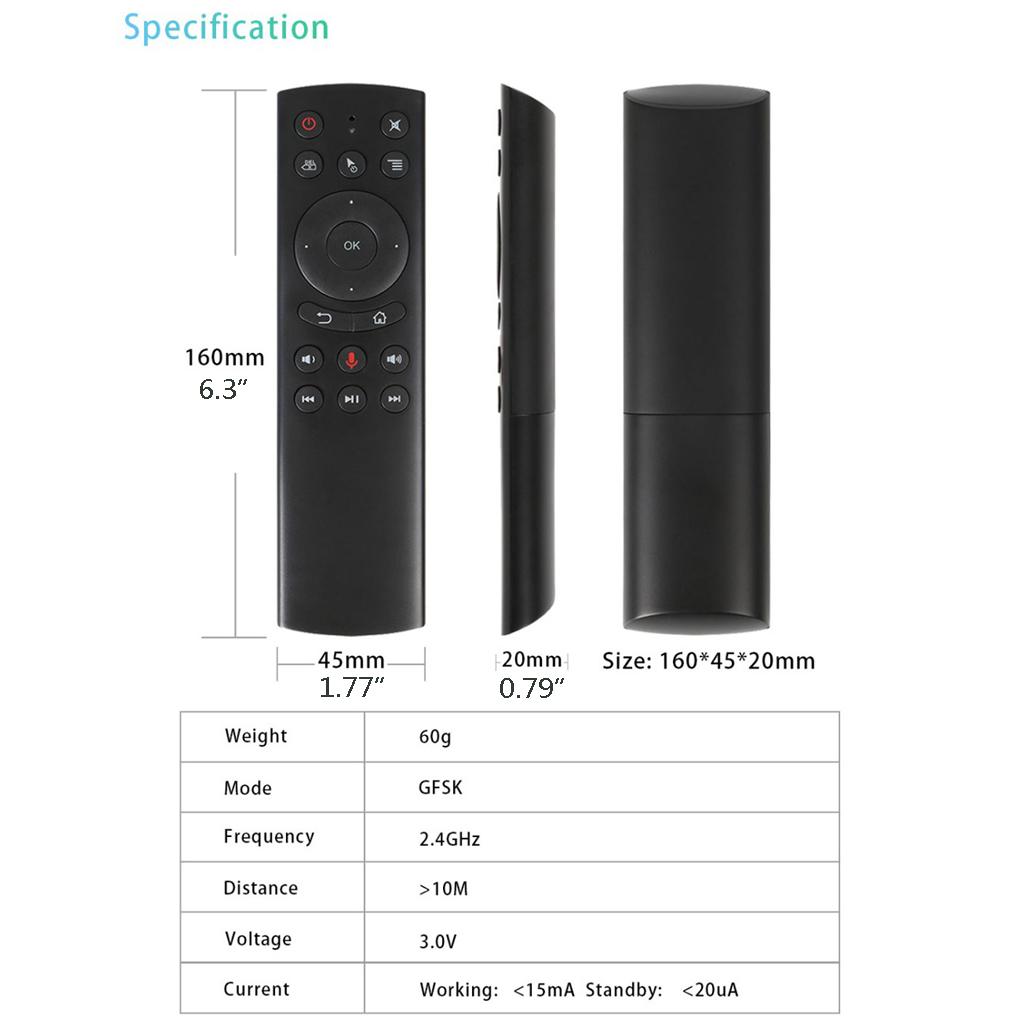 G20S Voice Control 2.4G RF Wireless Air Mouse Gyroscope Wireless for Smart Remote Keyboard For Android TV Box PC