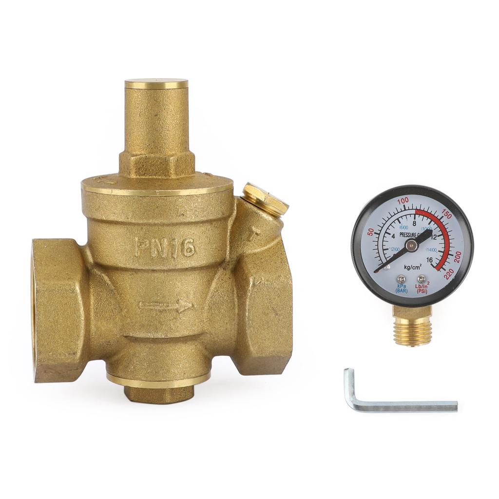 DN25 1" Brass Adjustable Water Pressure Reducing Regulator Valves With Gauge