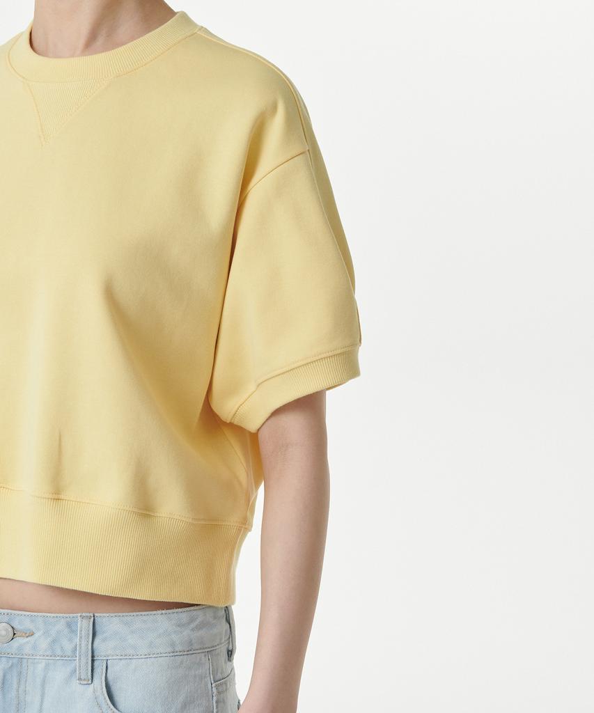 MUSINSA STANDARD WOMAN Women'S Double Knit Short Sleeve Sweatshirt [Butter]
