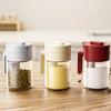 Glass Spice Jar with Spoon Locking Design Heat-Resistant Seasoning Container for Kitchen 2-in-1 Storage Jar with Spoon
