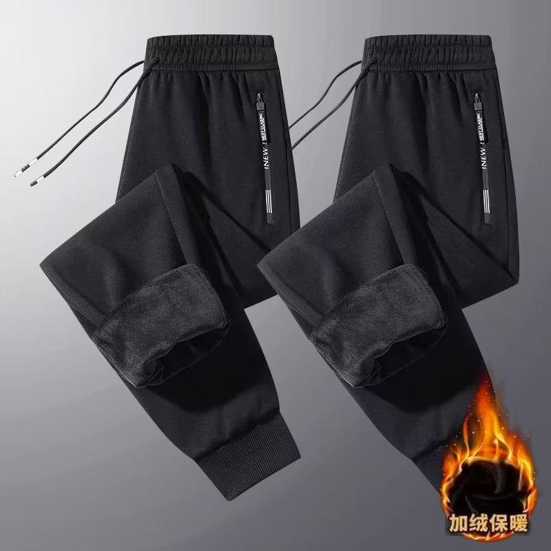 Мужские спортивные штаны осень и зима новые флисовые утолщенные большого размера на молнии повседневные брюки