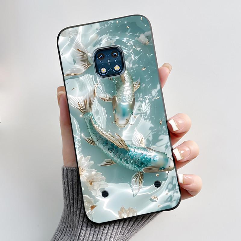 Jelly Color Simple Black Case For Nokia XR20 Popular Little Girl Viral Lucky Pattern Shell With Shockproof Bumper Soft Cover