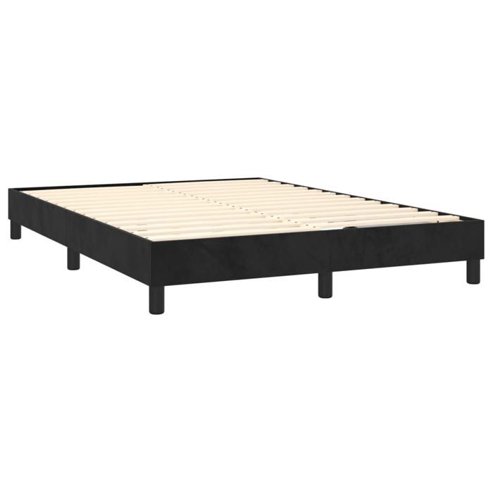 Lit avec matelas - Maison Exclusive - 140x190 cm - Velours Noir - Tête de lit réglable