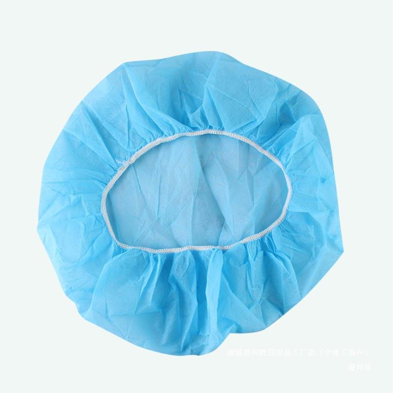 White Disposable Bouffant Cap - Non-Woven Hair Net Hat for Work or Bath, Black Thick Short Hair Coverage