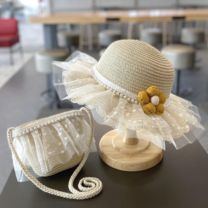 Summer Children's Sun Protection Beach Straw Hat Princess Girl's Vacation Woven Sun Hat