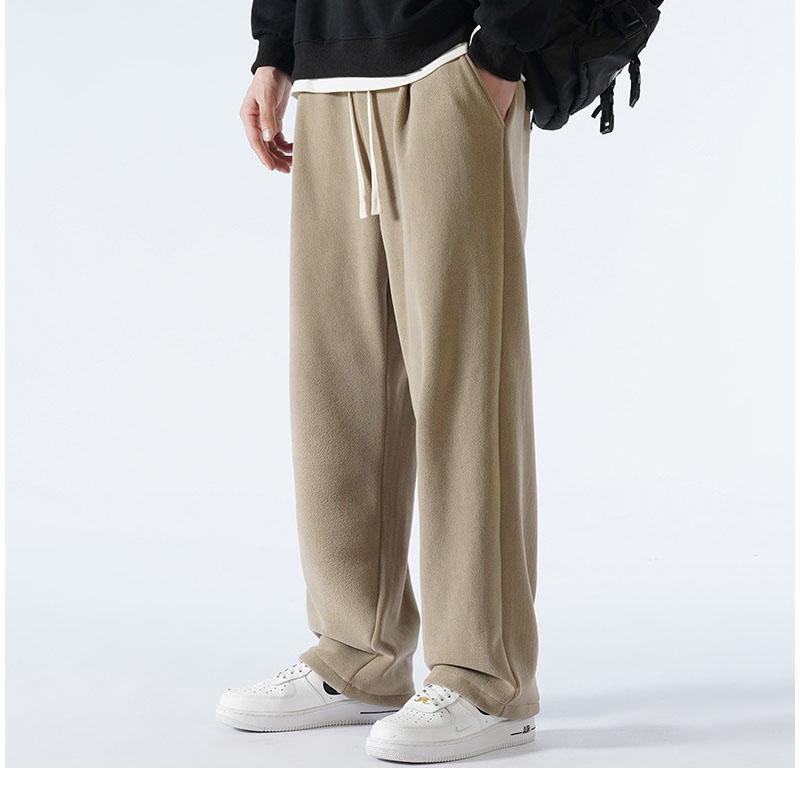 Зимние мужские спортивные штаны корейской моды толстые теплые флисовые широкие прямые свободные спортивные штаны мужские повседневные термобархатные брюки