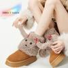Cute Y2K Cartoon Dog Leg Warmers Spicy Girls Lolita Bow Foot Cover Wind Protection JK Plush Boots Cover Fall Winter