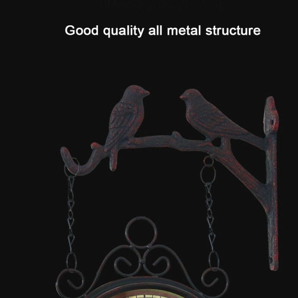 Домашний декор, садовые подарки, станция, железные двухсторонние подвесные винтажные настенные часы