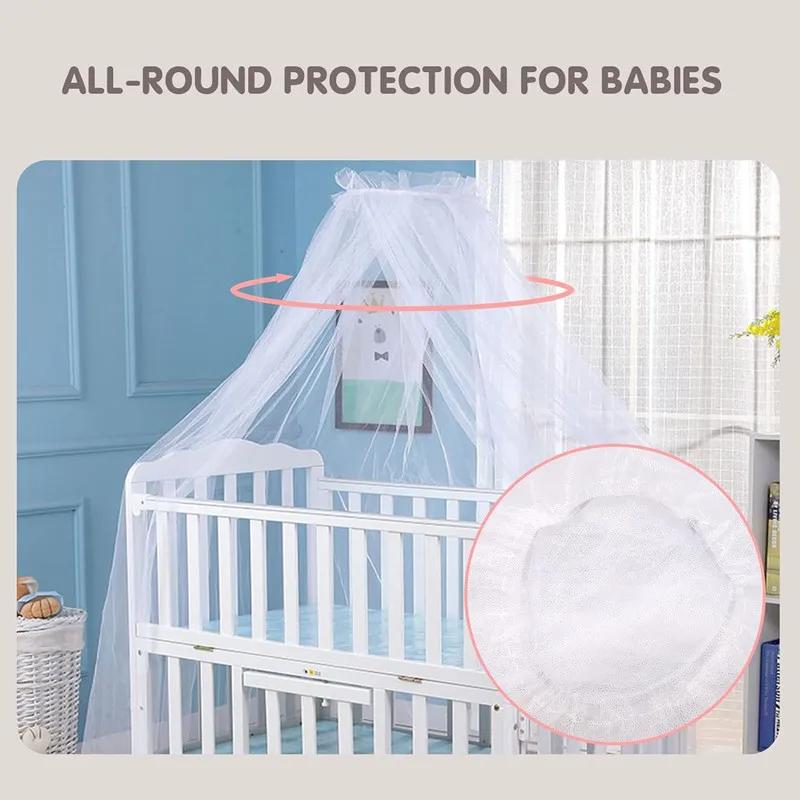 Summer Mosquito Net Baby Canopy Bed Net Stand Infant Cot Dome Mosquito Netting Hanging Bed Curtain Support Foldable Crib Tent