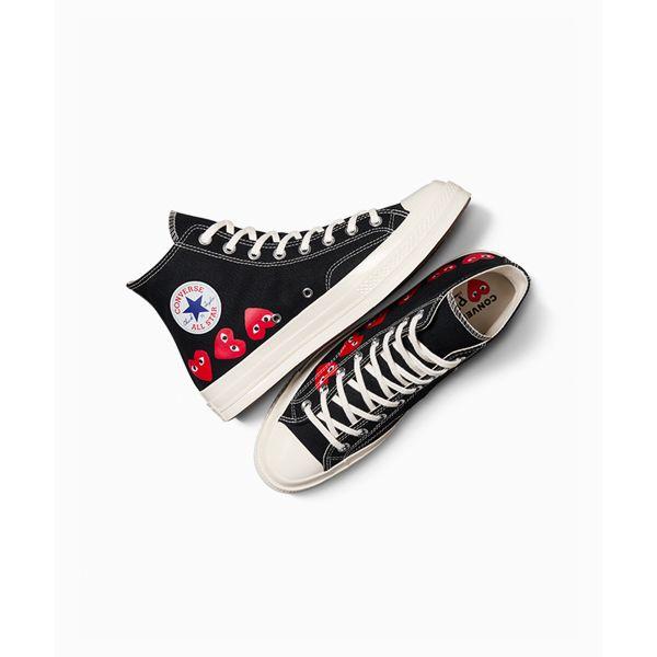 Comme des Garçons PLAY x Converse Chuck 70 High Multi Heart - Черные Унисекс Кроссовки Высокий Риск Красный Экгет A08147C