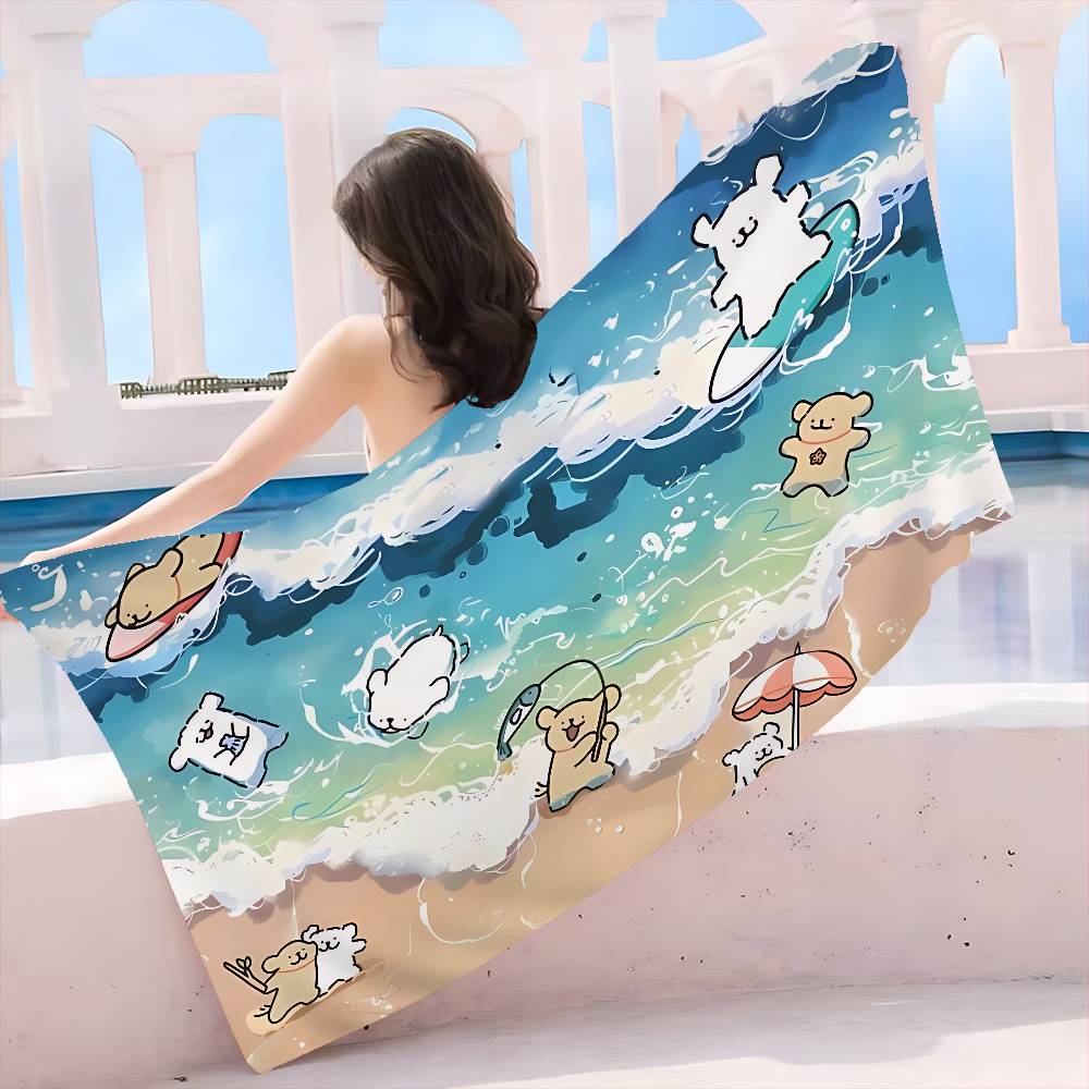 Line CARTOON P-PuppyS Microfiber Printed Beach Towel Mountain Climbing Yoga Beach Swimming Running Absorbent Soft Towel
