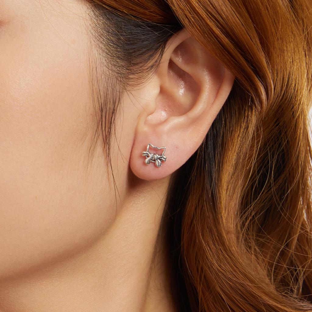 Silver earrings, cute kittens, studs, silver 925