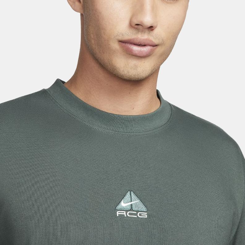 Nike Серия ACG Однотонная футболка с круглым вырезом, повседневная, свободного кроя, с длинным рукавом, мужской топ, винтажно-зеленый DR7754-338