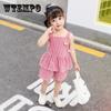Детская одежда, летняя одежда, летний костюм с короткими рукавами для девочек, шорты в западном стиле, комплект из двух предметов, для девочек 0–2–5 лет