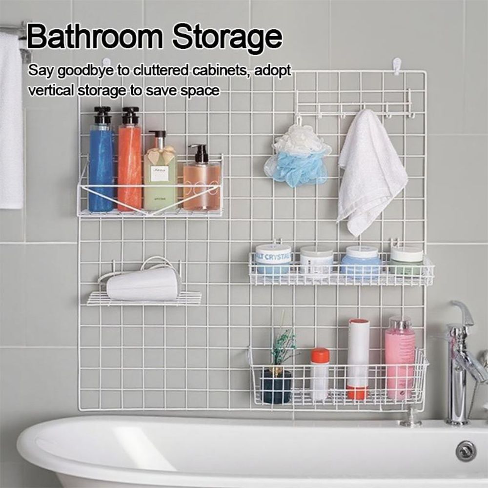 Open Wire Hanging Organizer Basket Strong Load Bearing Grocery rack  Grid Panel Accessories