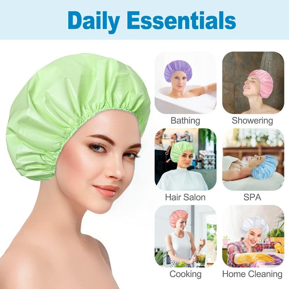 Reusable Bath Hair Cap Thickened Double Drying Hair Cap New Waterproof Shower Caps  for Women