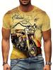 [Printed Design – Not Textured] Vintage Motorcycle Print Men's T-Shirt - Casual, Short Sleeve, Crew Neck, Machine Washable, A Perfect Gift for Summer