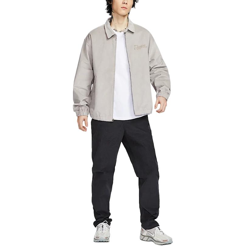 Nike Куртка М Харрингтон Вельветовая Серия Баскетбол Удобная Мягкая Стильная Куртка с Воротником Мужская Куртка Светло-серая HV4774009