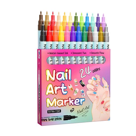 12/24Pcs Nail Art Pens Quick Nail Art Acrylic Dry 0.5MM DIY Gel Paint Markers Nail Point