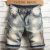 Men Straight Zipper Denim Shorts Men's Summer Casual Knee-length Pants Short Jeans Trendy Fashion Baggy Jorts Streetwear