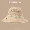 New French floral bow straw hat women's summer seaside beach vacation big eaves sunshade sun hat