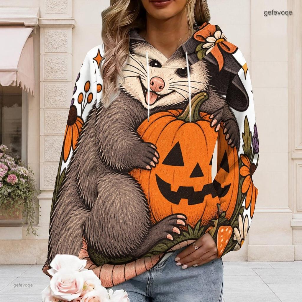 Womens Plus Size White Drawstring Hooded Sweatshirt Long Sleeve Loose Soft Casual Leisure Daily Street Outfit