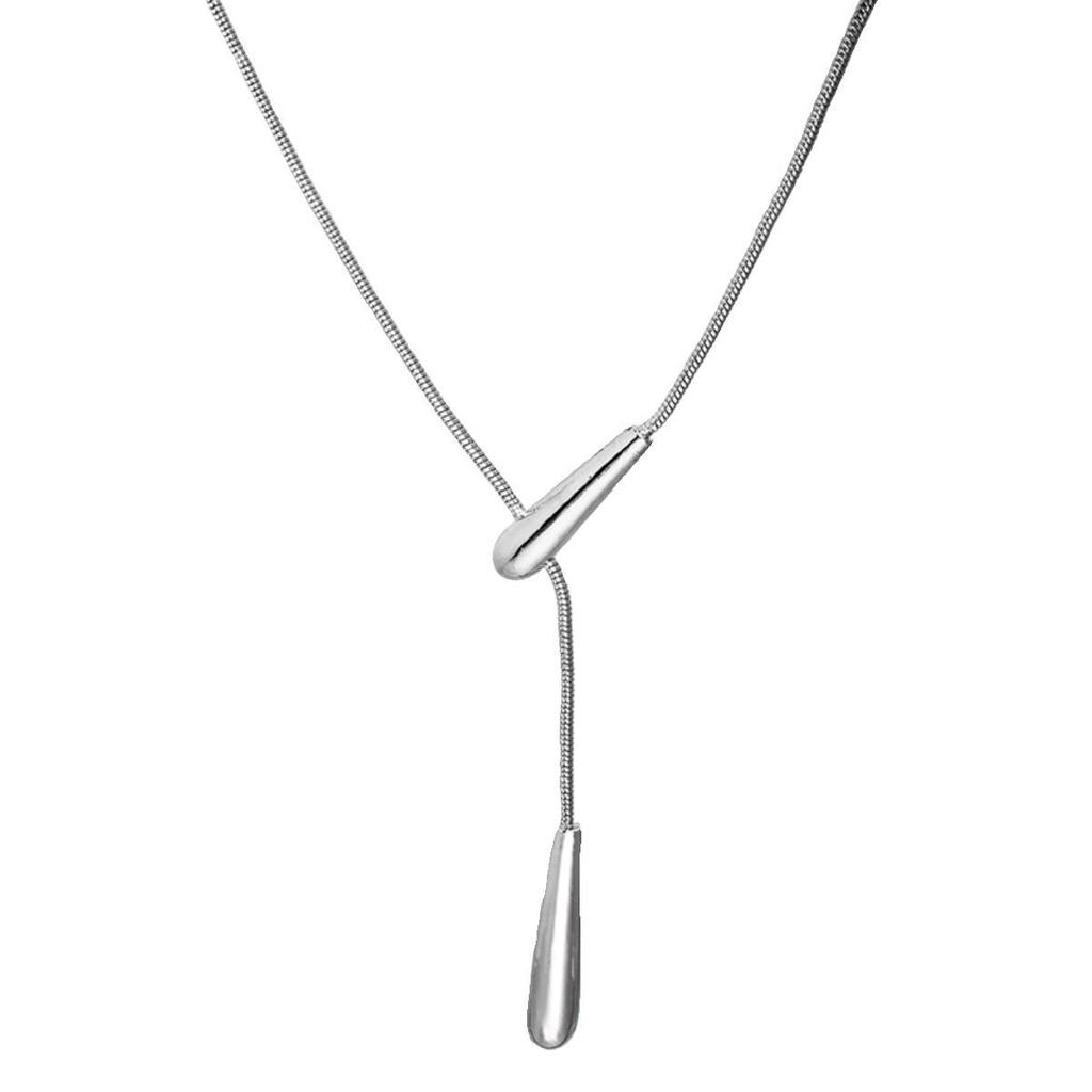 Minimalist Water Drop Necklace: Long Chain Clavicle Design for Women, Autumn/Winter 2024