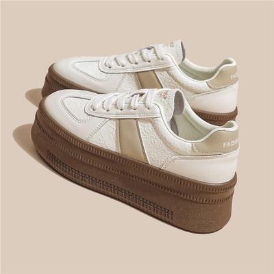 Кожаные толстоподошвенные немецкие тренировочные маленькие белые туфли детские 2025 весна и лето новые универсальные маффины женские туфли повседневная спортивная обувь