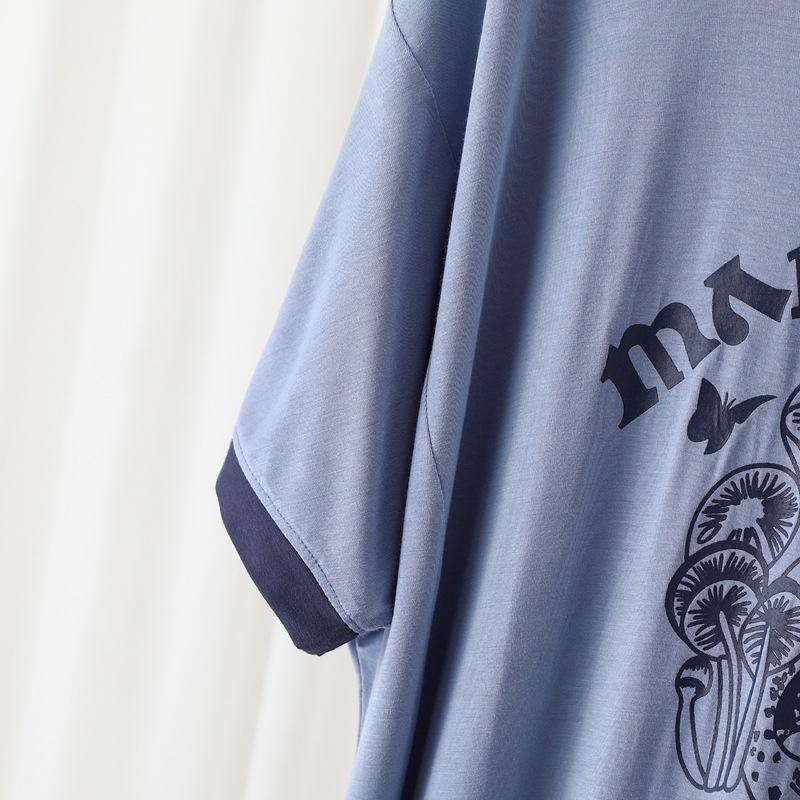 Spring and Summer Printed Nightgowns Women's Plus Size Homewear Nightgown Dress