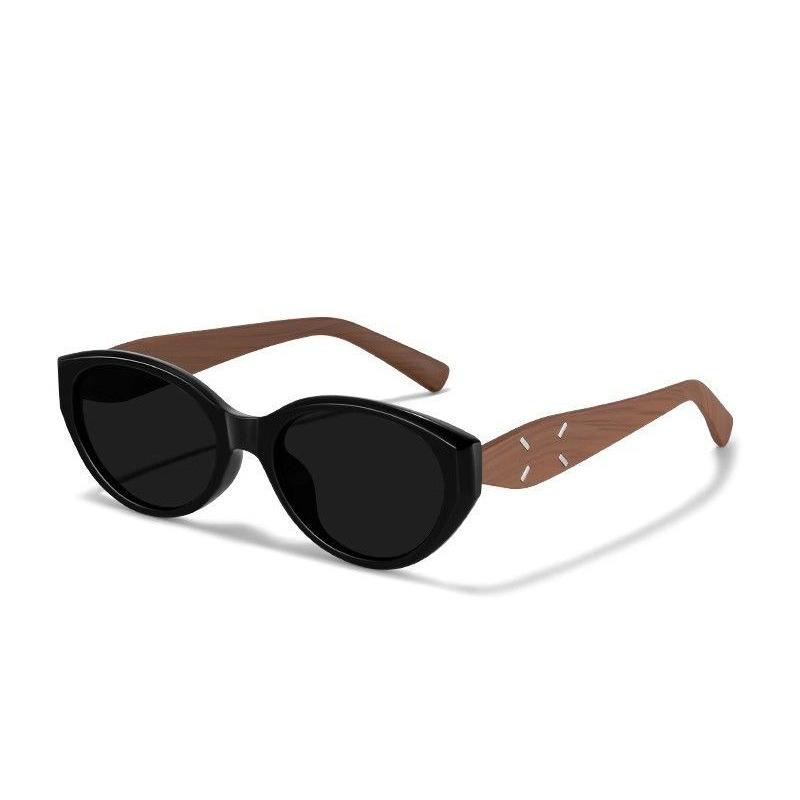 New European and American cat eye sunglasses women's Internet celebrity high sense outdoor anti-ultraviolet wood grain glasses legs sunglasses H