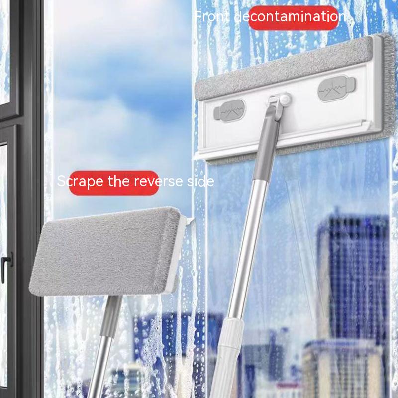 Очиститель для стекла, бытовой, двусторонний, для влажной и сухой уборки, двойного назначения, вращающийся очиститель для стекла, бытовая швабра «два в одном»
