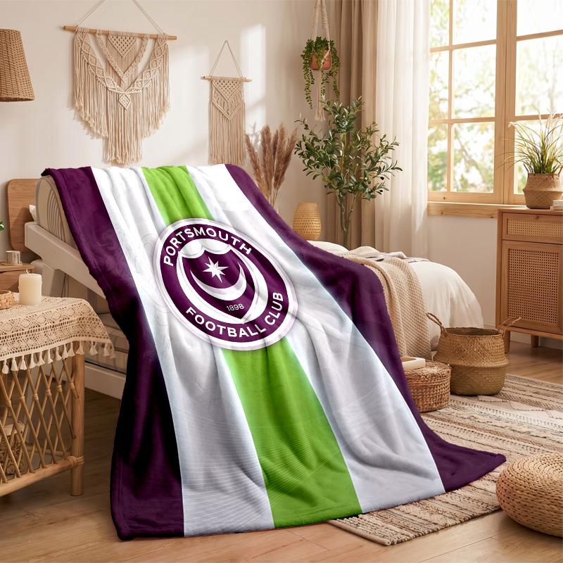 Portsmouth FC Theme Fleece Blanket Cozy Soft Plush Blanket For Bedroom Couch Travel
