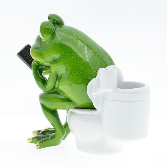 Frog Figurine Watching Phone Cartoon Frog Statue Resin Sculpture Indoor