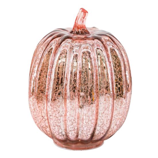 LED Pumpkin Lantern with Built-in Smart Timer Soft Warm Glow Battery-Powered Glass Pumpkin Shape Lantern Home Halloween Decor