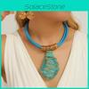 Geometric Necklace Resin Earrings Set Sparkling Big Gems Summer Style Fashion