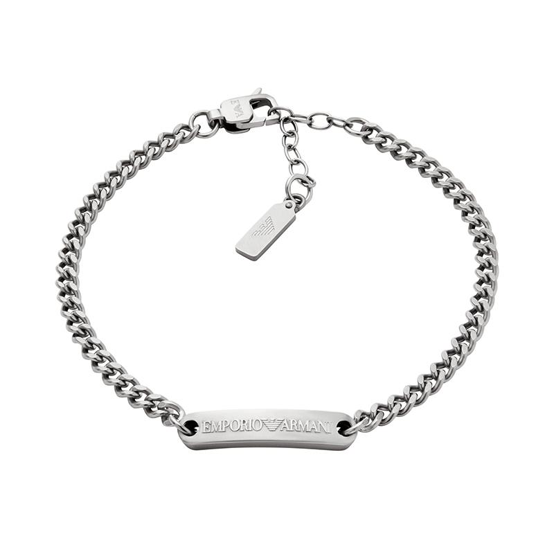 Emporio Armani Хип-хоп Модный Универсальный Браслет Звенья Кубинской Цепи Из Нержавеющей Стали Мужской браслет Серебристый EGS3189040